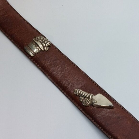 Vintage USA Made Talbots Garden Charms Genuine Leather Waist Belt Size S - Picture 3 of 9